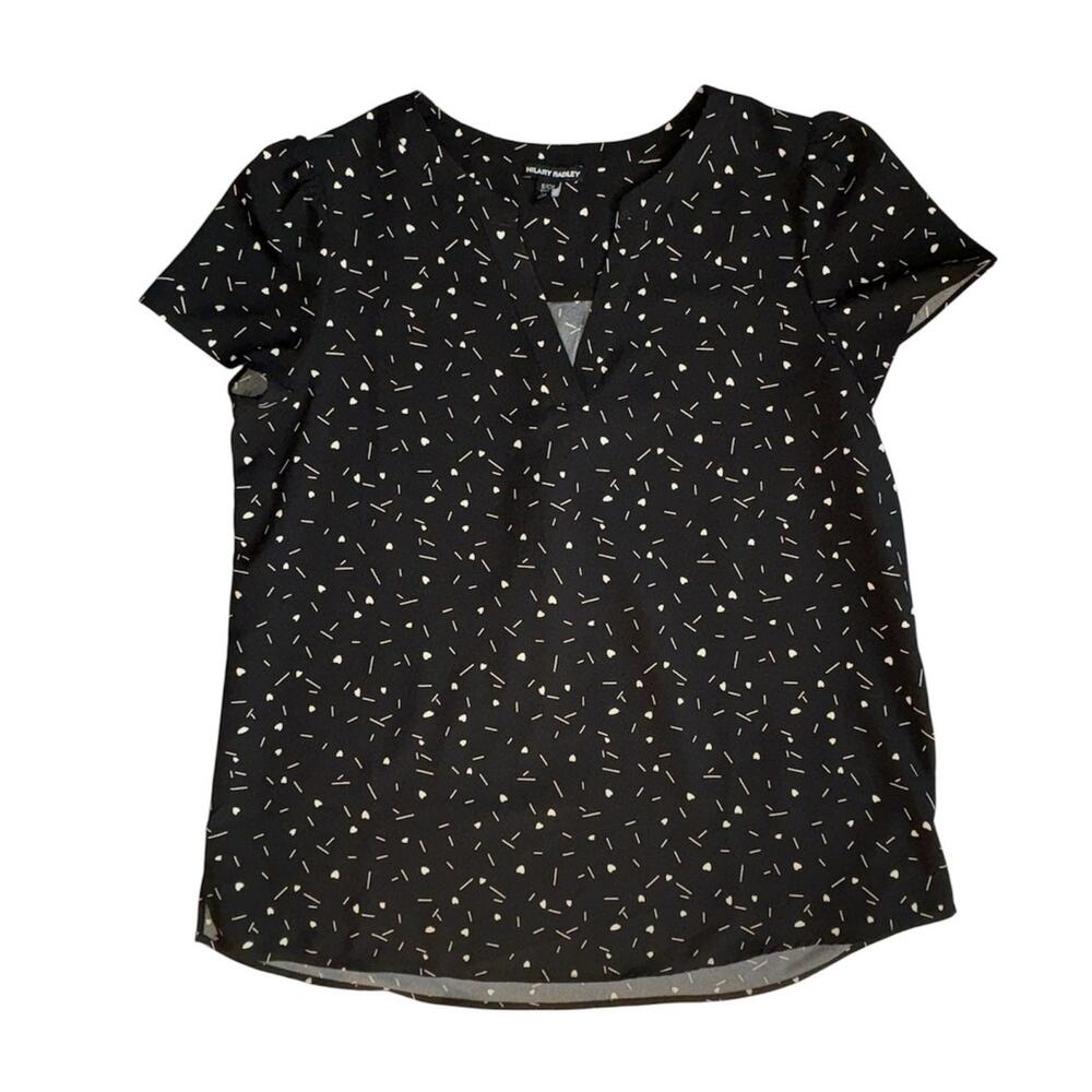 Hilary Radley Black White Print Blouse Small